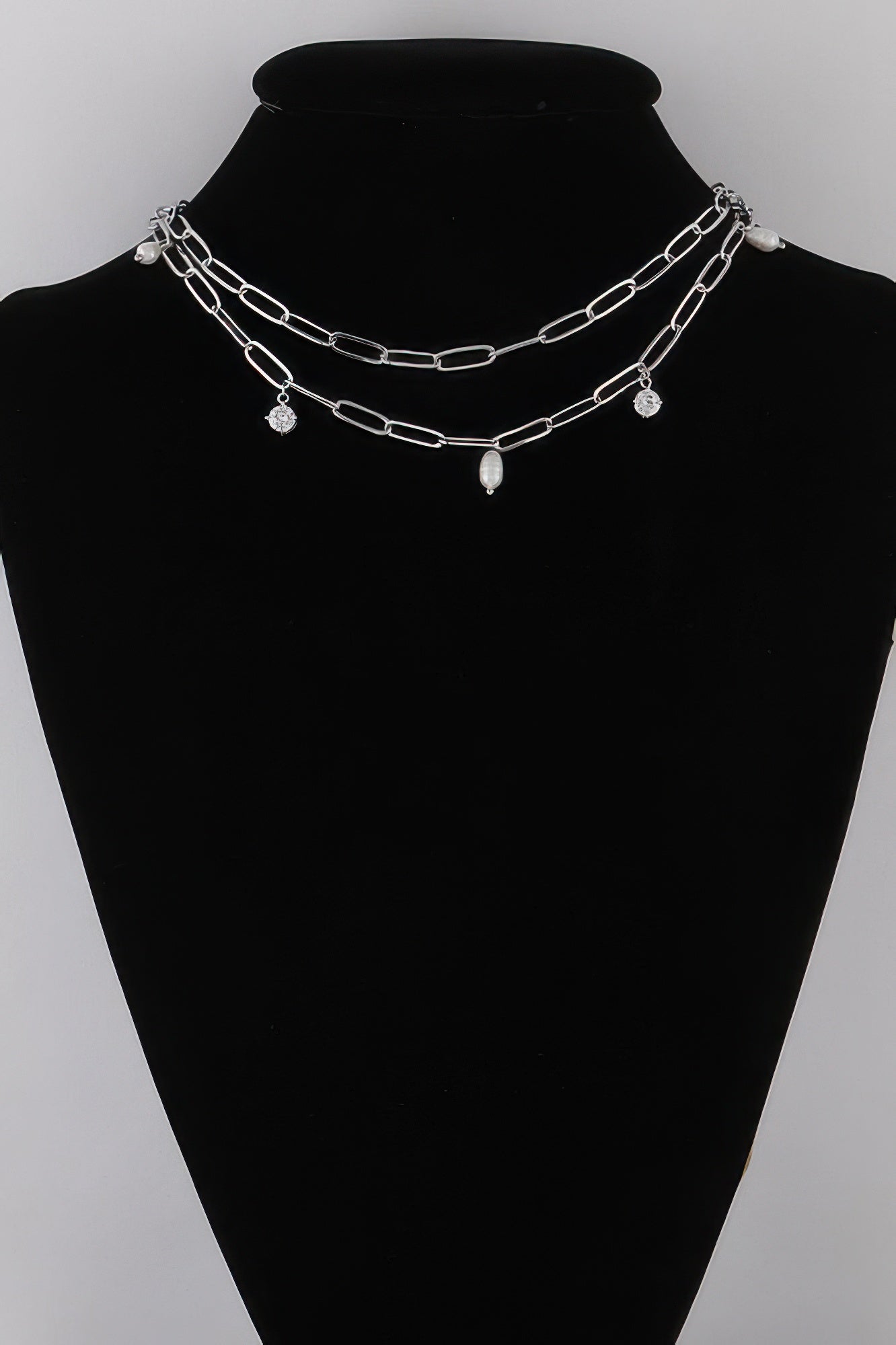 Rhinestone N Bead Chain Necklace - Tigbul's Variety Fashion Shop