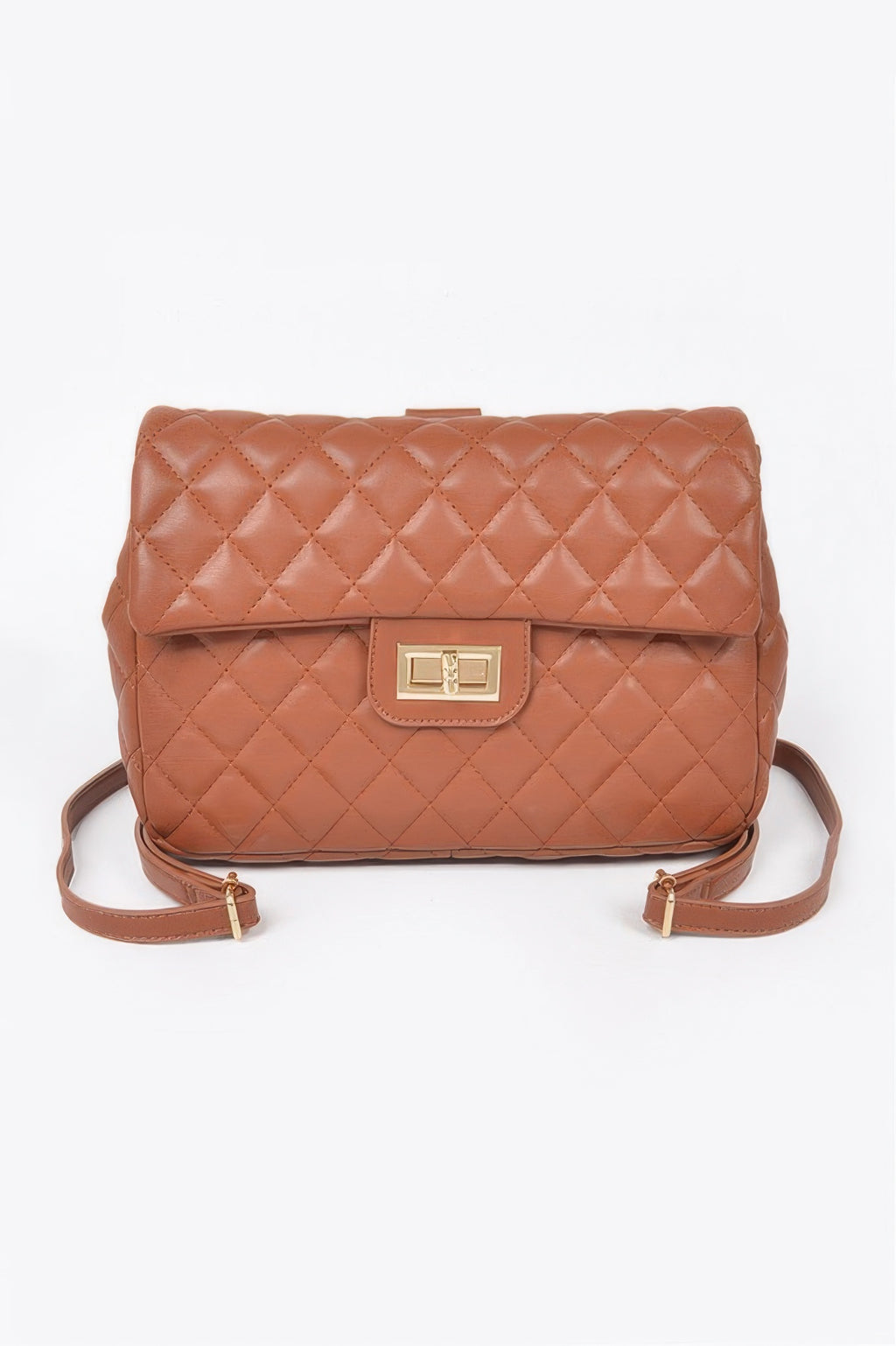 Quilted Faux Leather Flap Backpack - Tigbul's Variety Fashion Shop