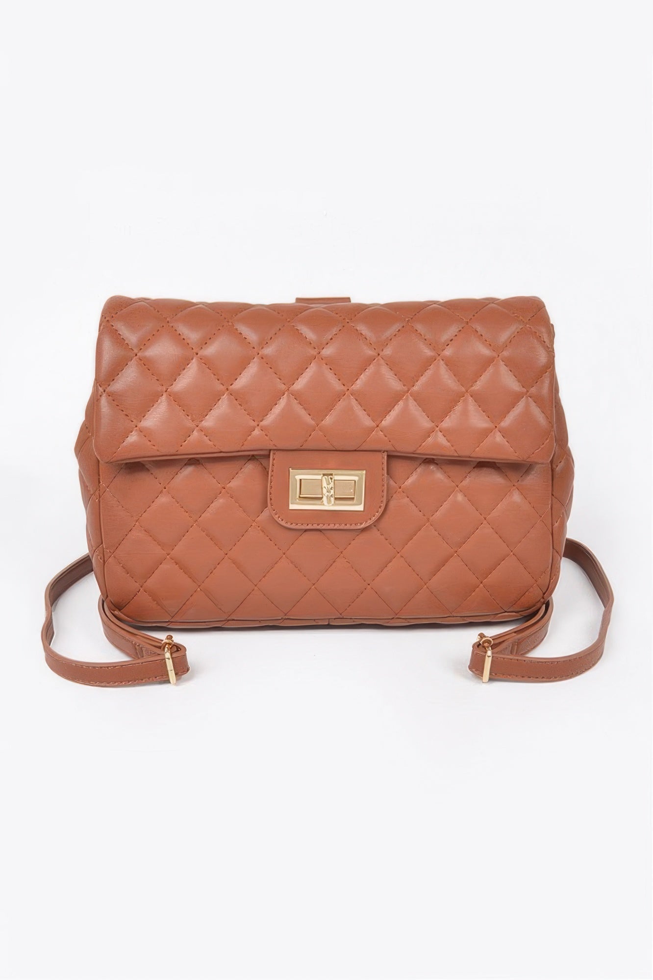 Quilted Faux Leather Flap Backpack - Tigbul's Variety Fashion Shop