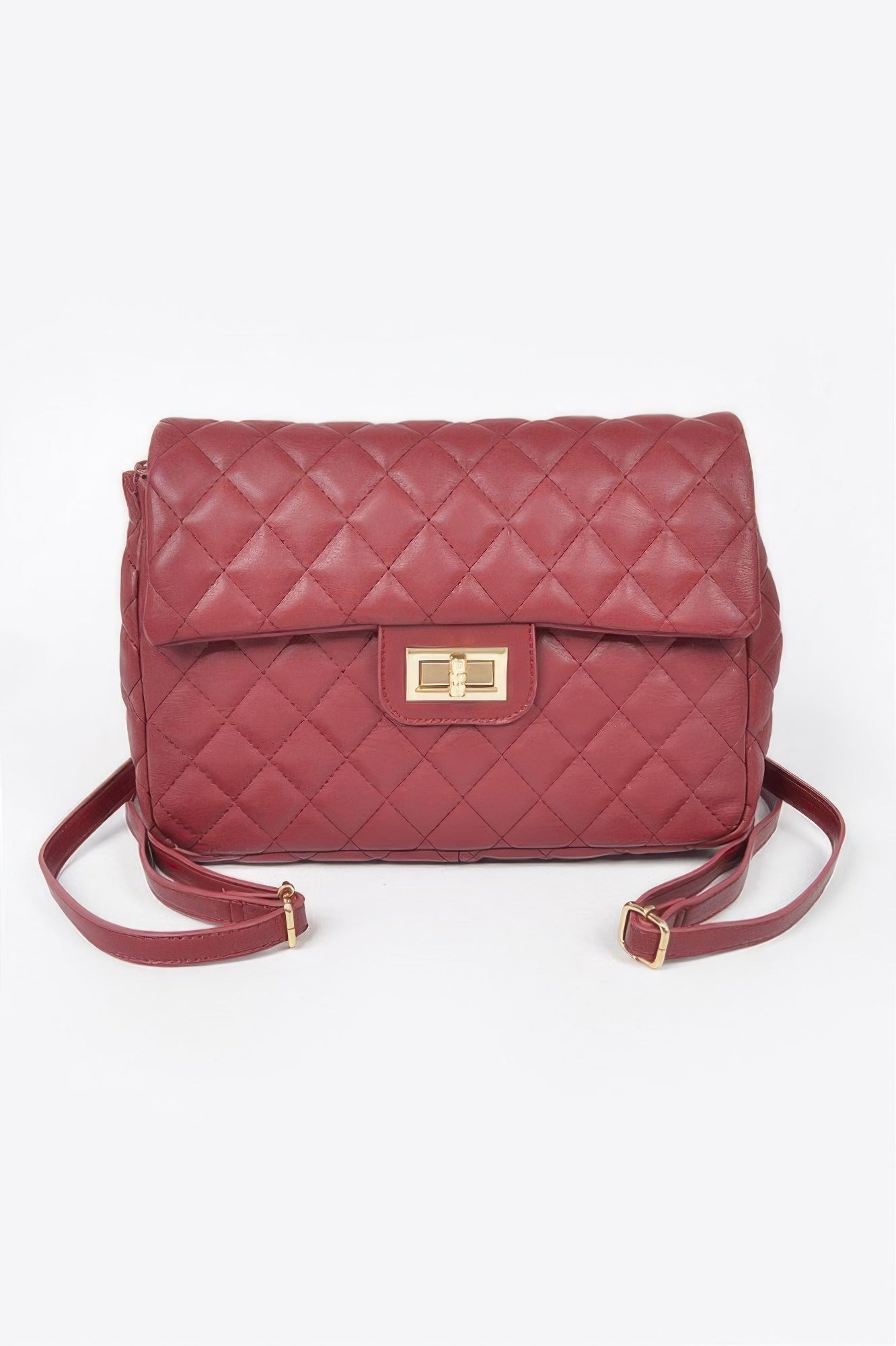 Quilted Faux Leather Flap Backpack - Tigbul's Variety Fashion Shop