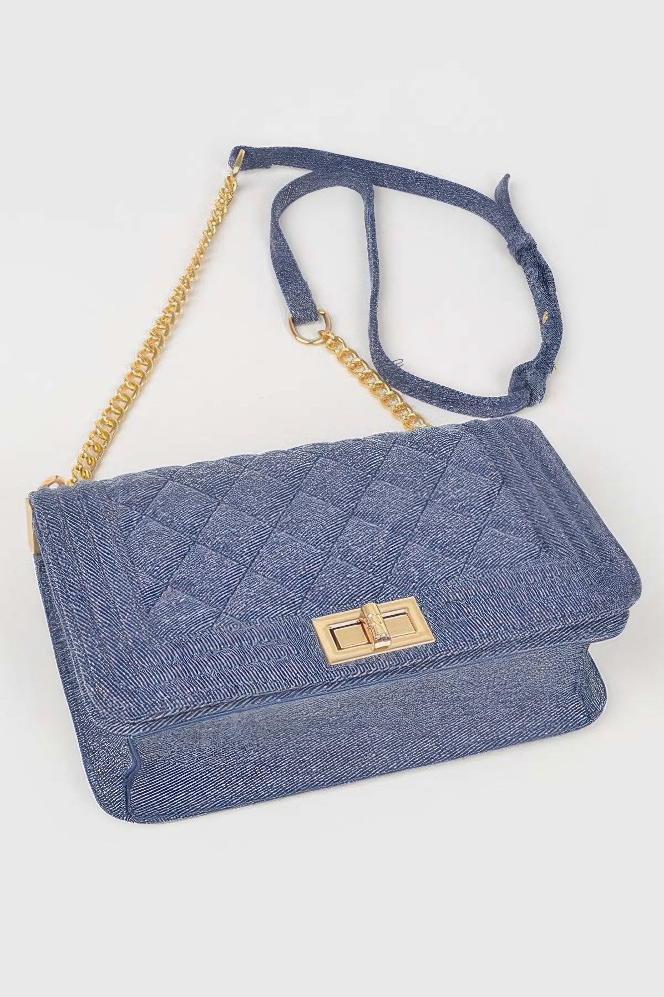 Quilted Denim Shoulder Bag - Tigbul's Variety Fashion Shop