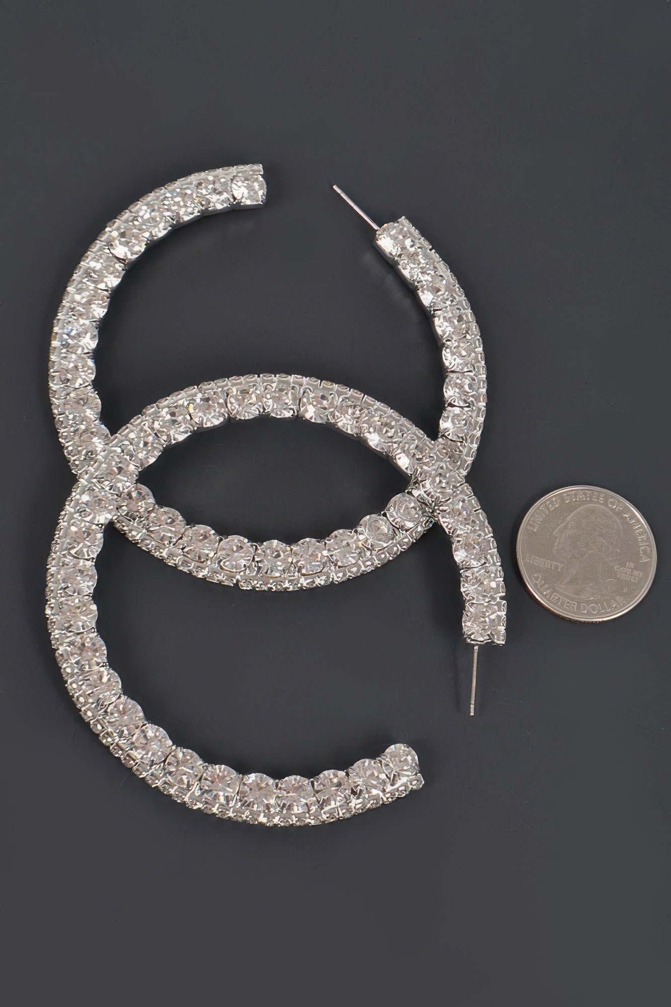 60mm Rhinestone Hoop Earring - Tigbul's Variety Fashion Shop