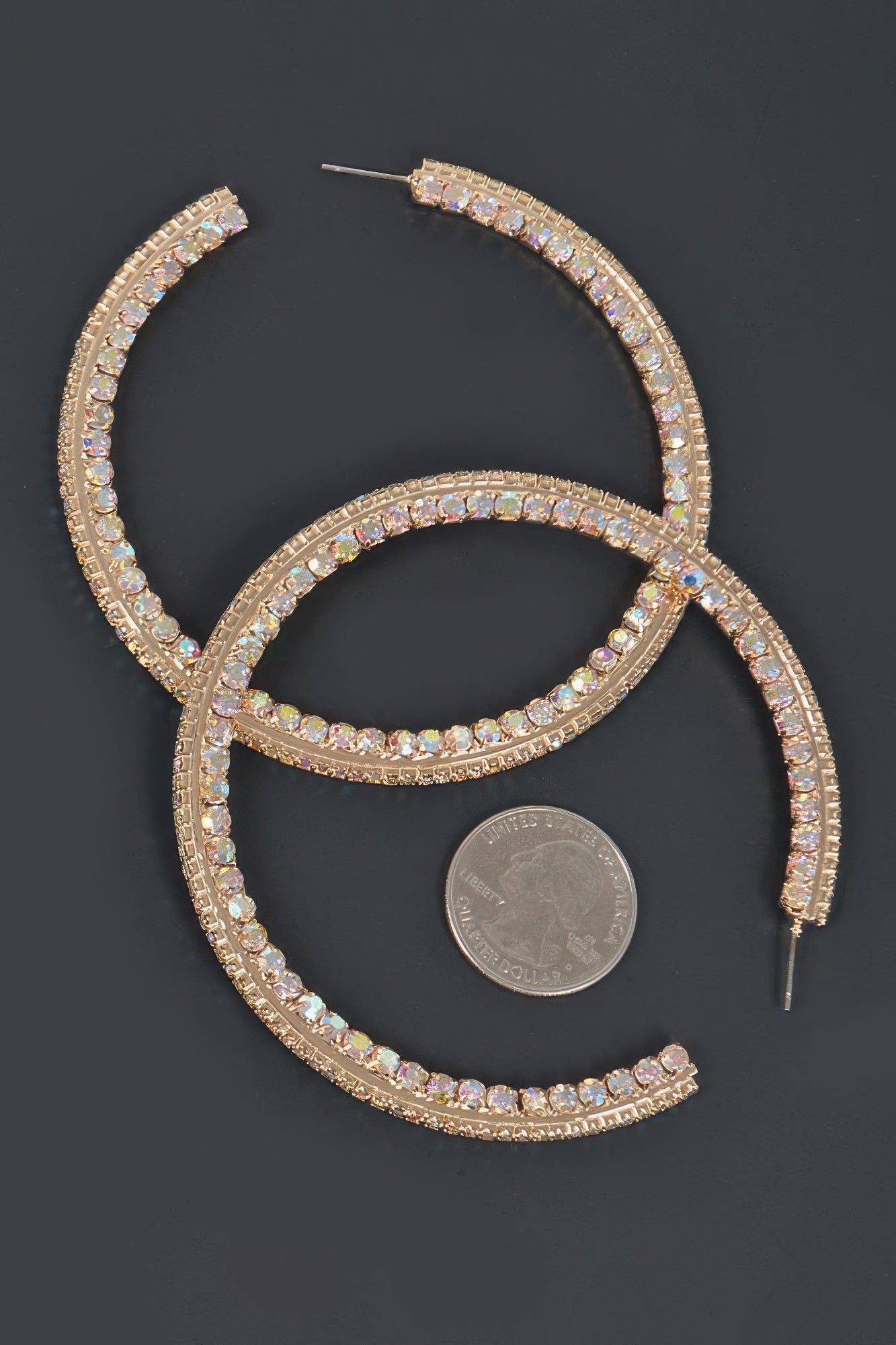80mm Rhinestone Hoop Earring - Tigbul's Variety Fashion Shop