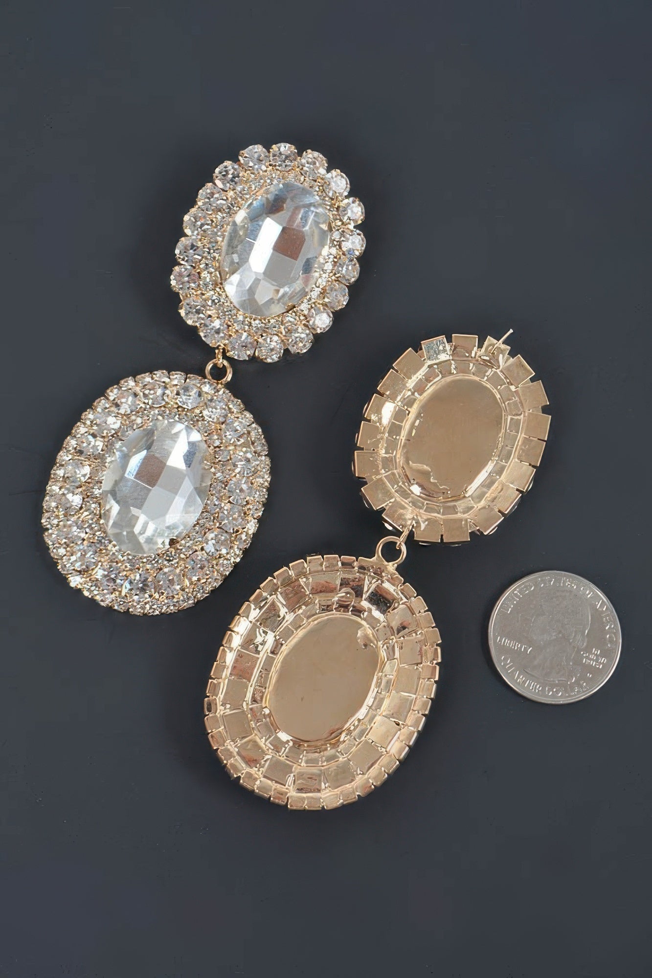 Big Oval Rhinestone Earring - Tigbul's Variety Fashion Shop
