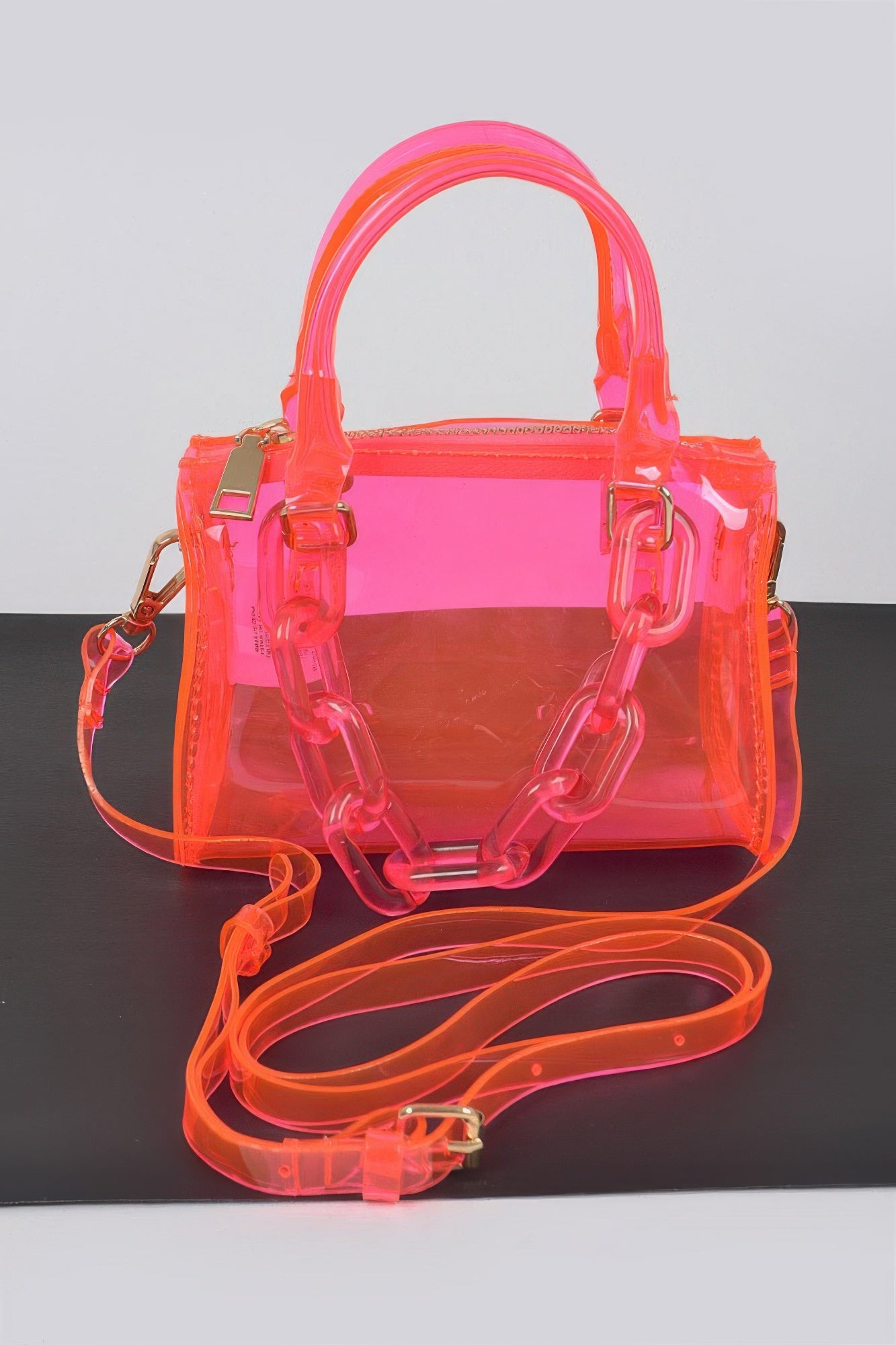 Transparent Mini Duffle Bag W/acrylic Chain - Tigbul's Variety Fashion Shop