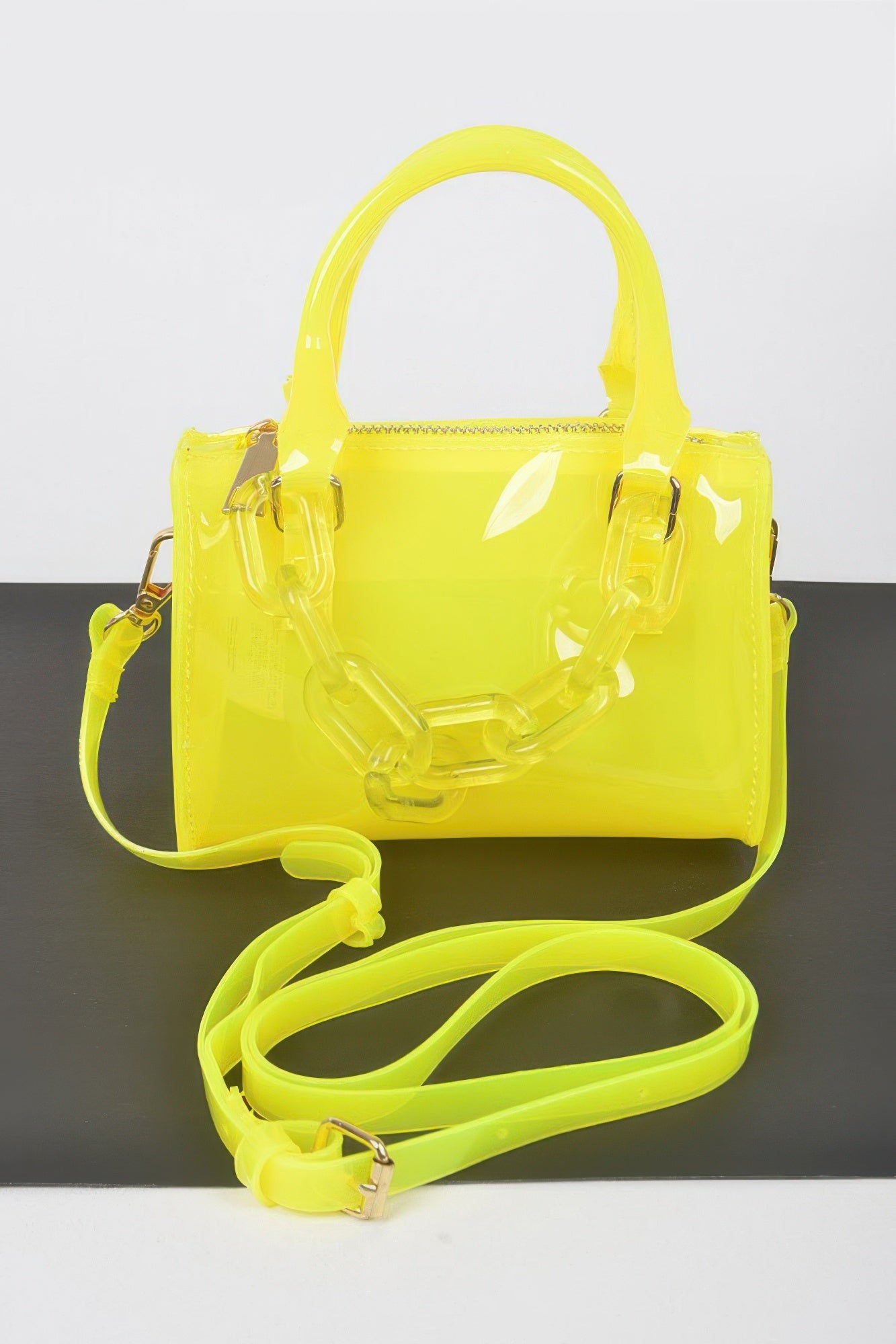 Transparent Mini Duffle Bag W/acrylic Chain - Tigbul's Variety Fashion Shop