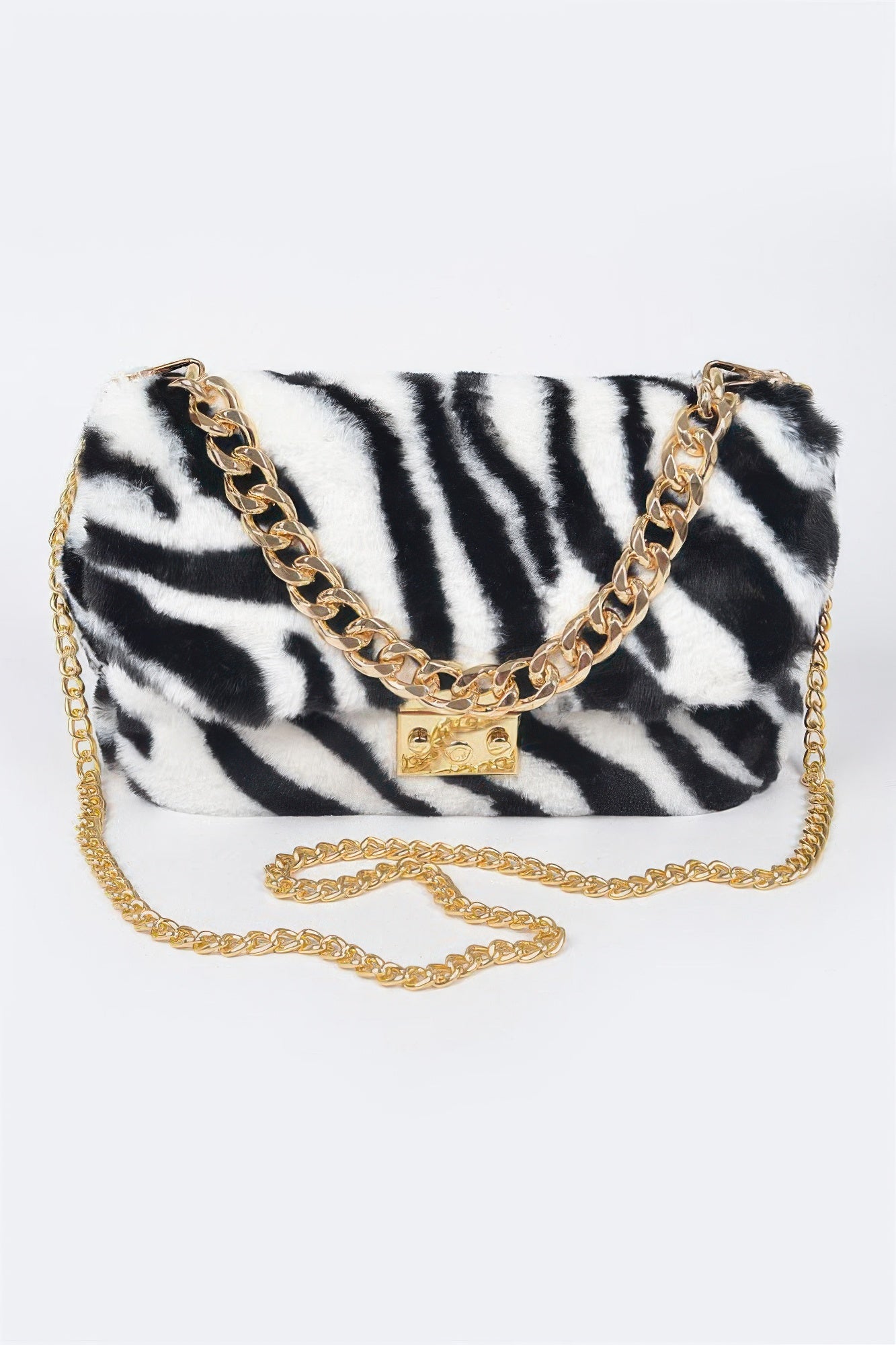 Faux Zebra Fur Shoulder Bag - Tigbul's Variety Fashion Shop