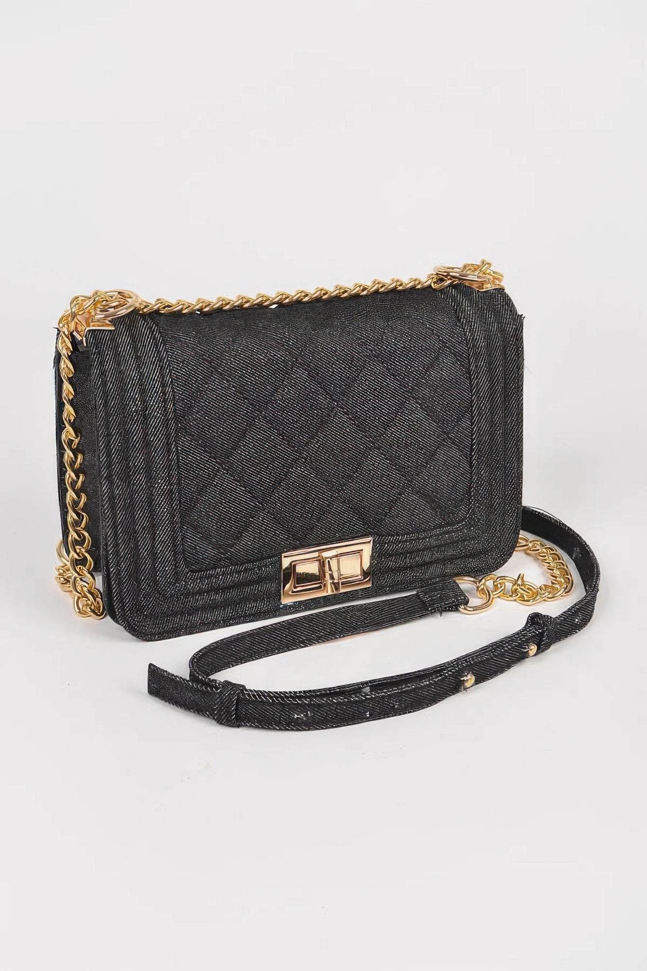 Quilted Denim Crossbody Bag - Tigbul's Variety Fashion Shop