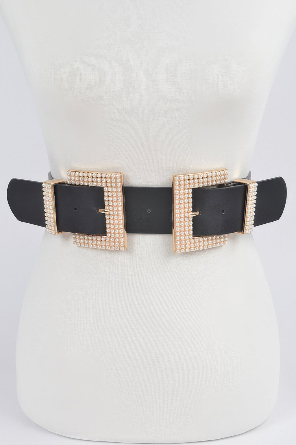 Two Faux Pearl Buckle Waist Belt - Tigbul's Variety Fashion Shop