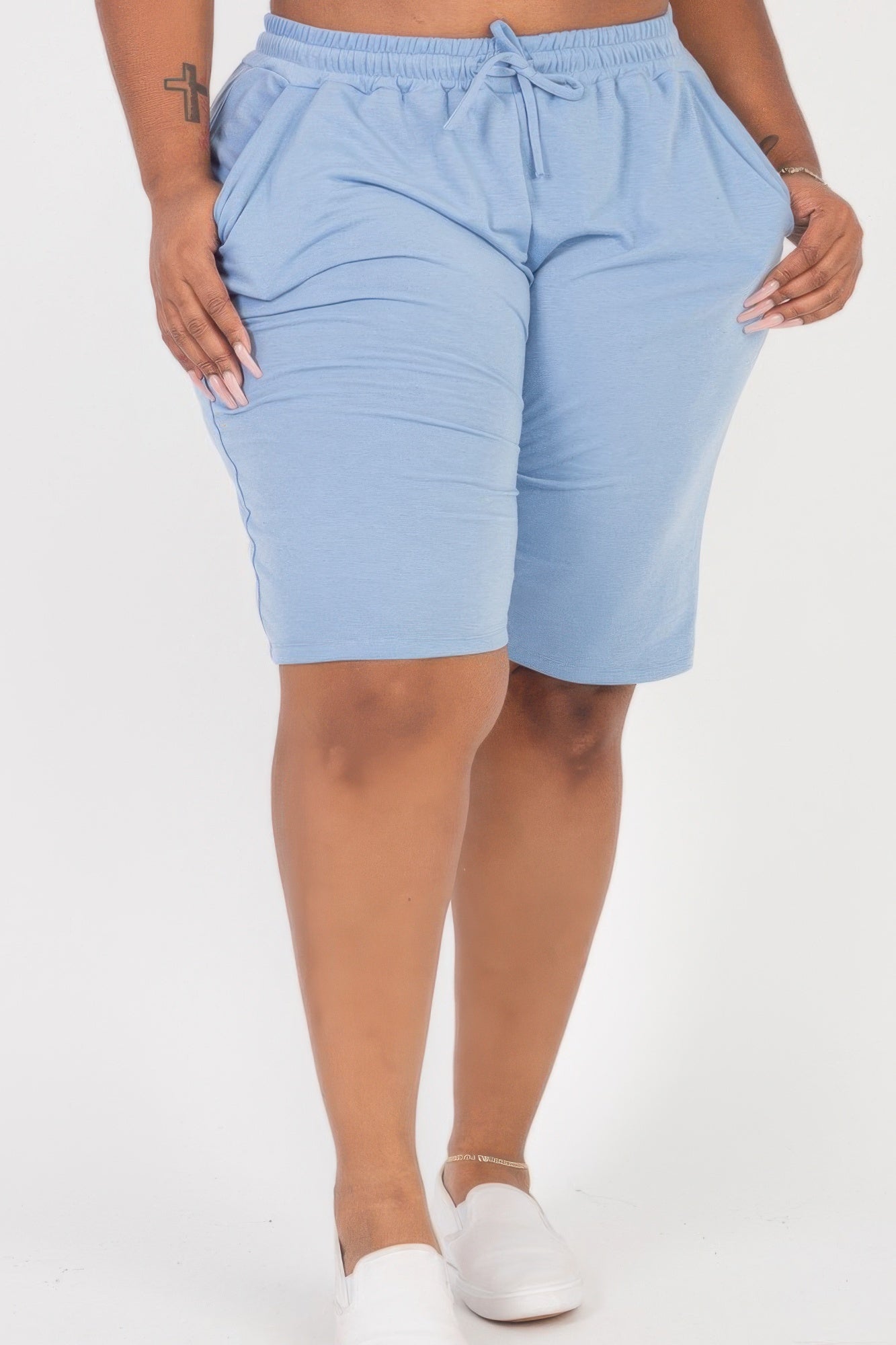 Women’s Plus Size French Terry Bermuda Shorts - Tigbul's Variety Fashion Shop