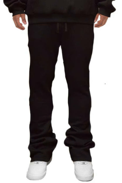 Men's Solid Stacked Flared Sweat Pants - Tigbul's Variety Fashion Shop