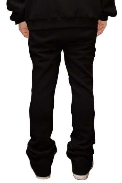 Men's Solid Stacked Flared Sweat Pants - Tigbul's Variety Fashion Shop