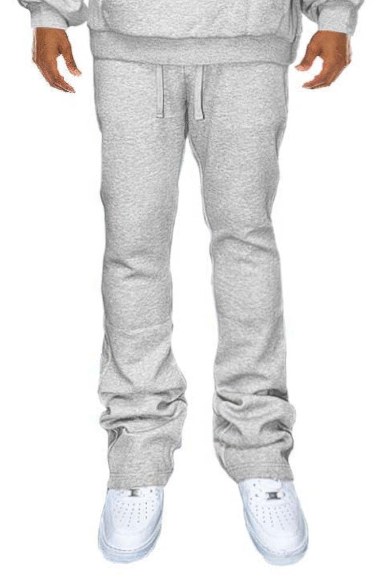 Men's Solid Stacked Flared Sweat Pants - Tigbul's Variety Fashion Shop