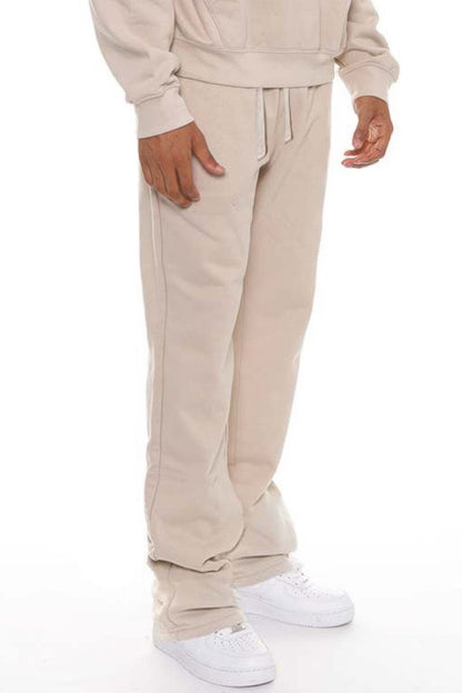 Men's Solid Stacked Flared Sweat Pants - Tigbul's Variety Fashion Shop