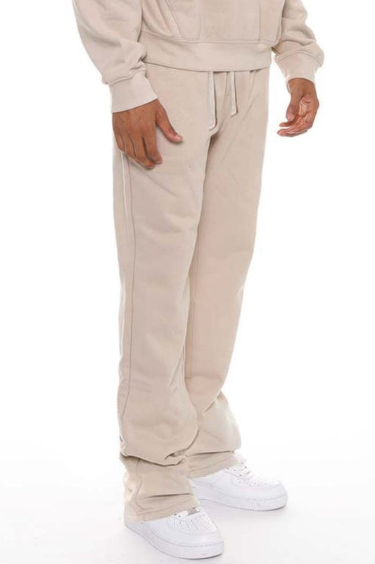 Men's Solid Stacked Flared Sweat Pants - Tigbul's Variety Fashion Shop