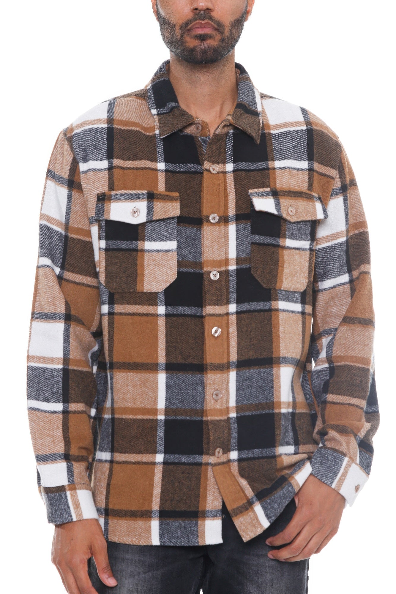 Men's Checkered Soft Flannel Shacket - Tigbul's Variety Fashion Shop