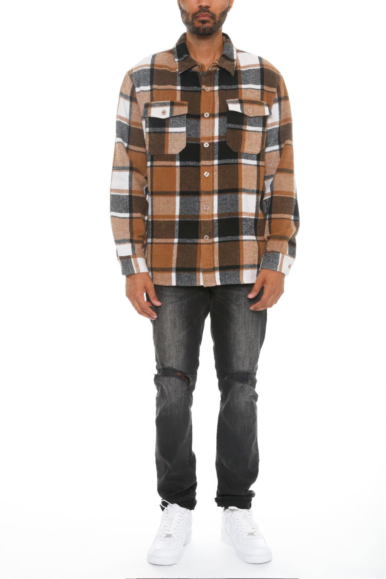 Men's Checkered Soft Flannel Shacket - Tigbul's Variety Fashion Shop