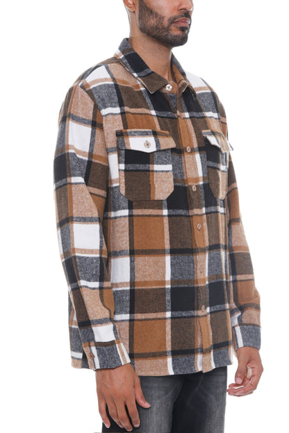 Men's Checkered Soft Flannel Shacket - Tigbul's Variety Fashion Shop