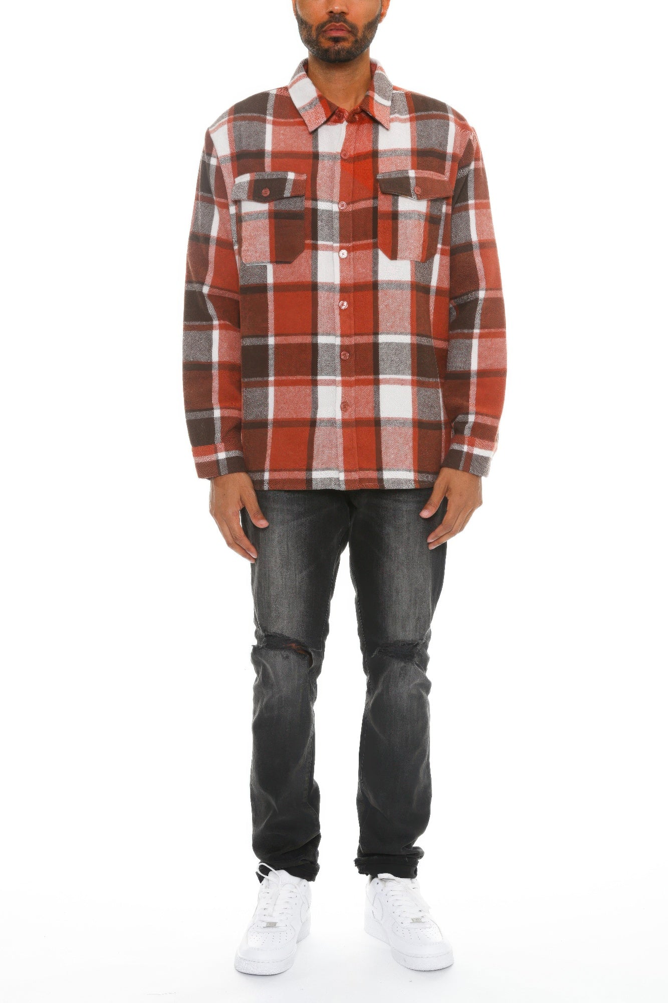 Men's Checkered Soft Flannel Shacket - Tigbul's Variety Fashion Shop