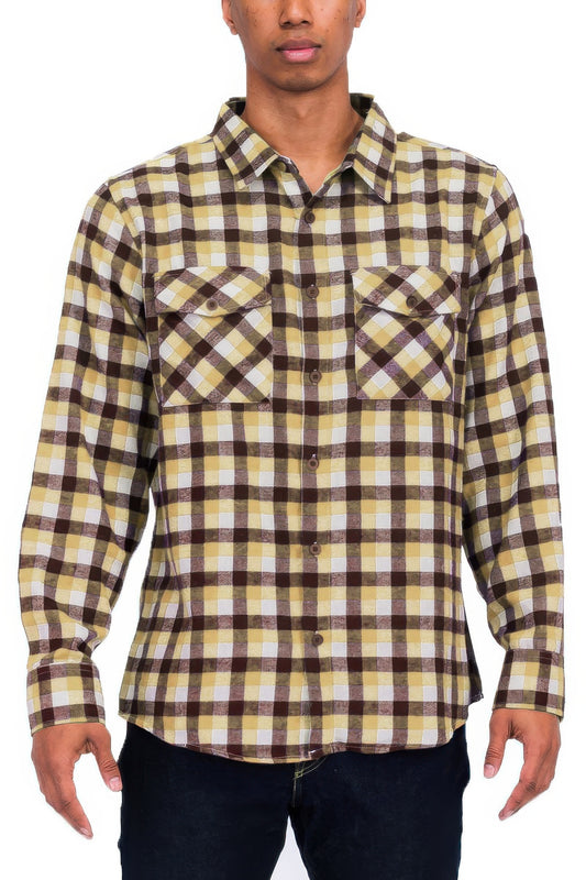 Regular Fit Checker Plaid Flannel Long Sleeve - Tigbul's Variety Fashion Shop