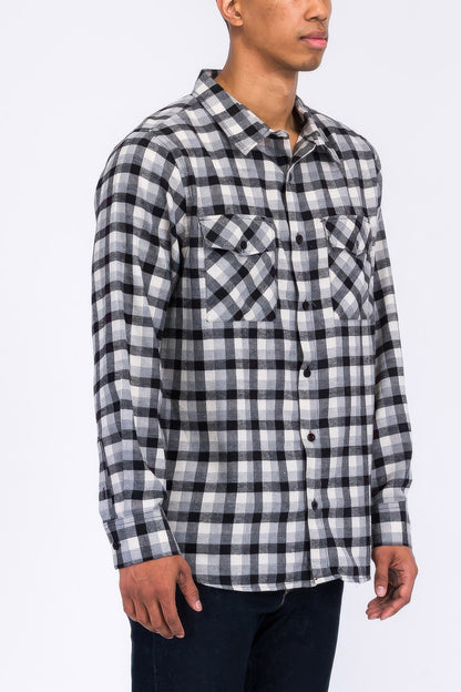 Regular Fit Checker Plaid Flannel Long Sleeve - Tigbul's Variety Fashion Shop