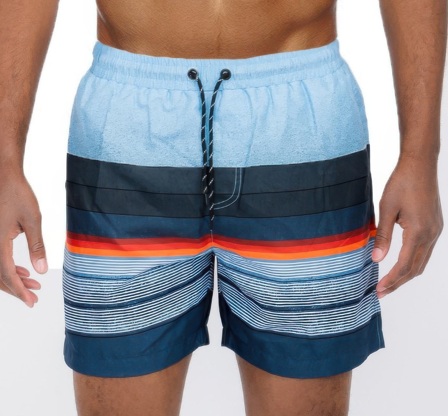 Blue Stripes Swim Shorts - Tigbul's Variety Fashion Shop