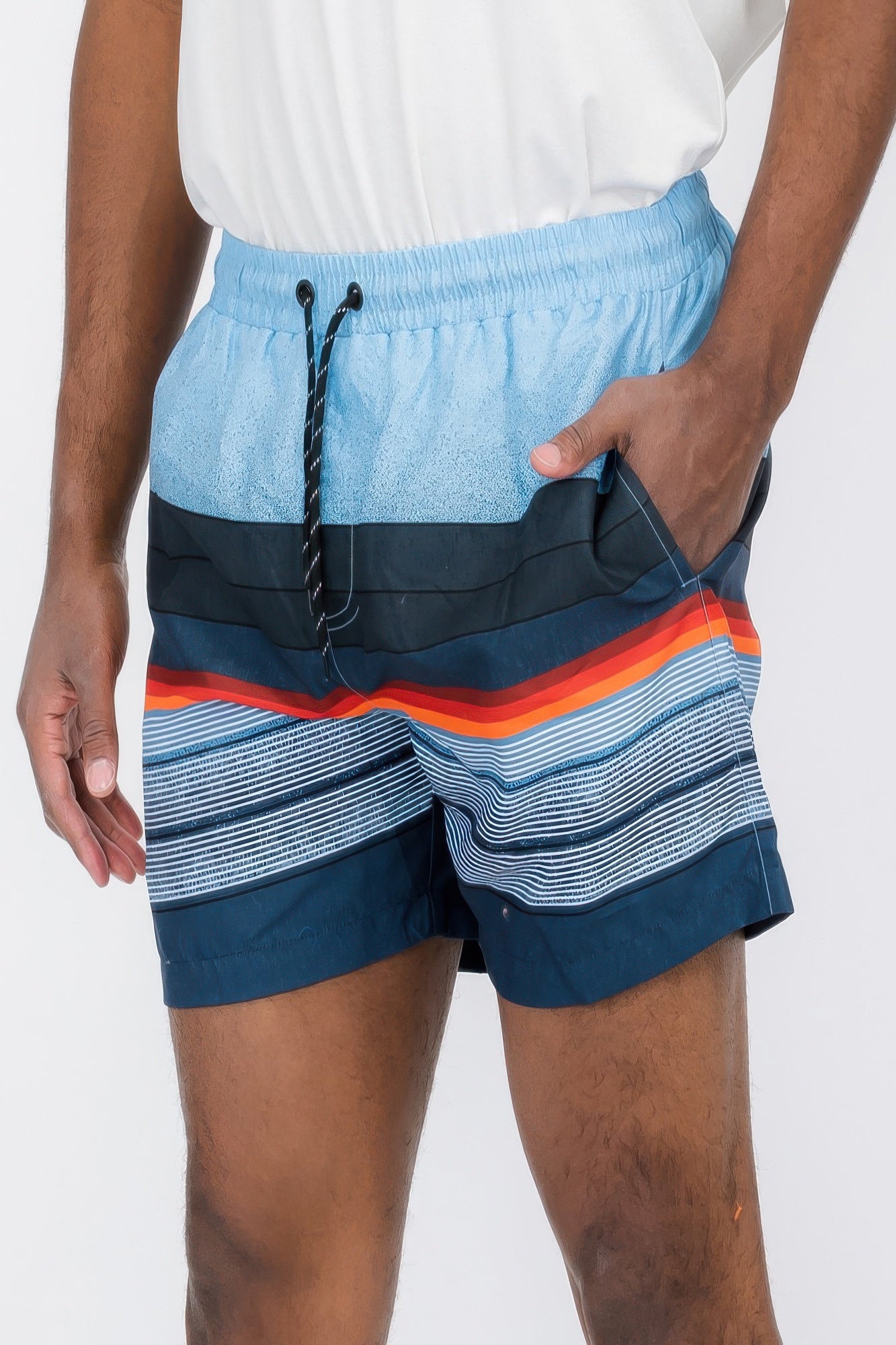 Blue Stripes Swim Shorts - Tigbul's Variety Fashion Shop