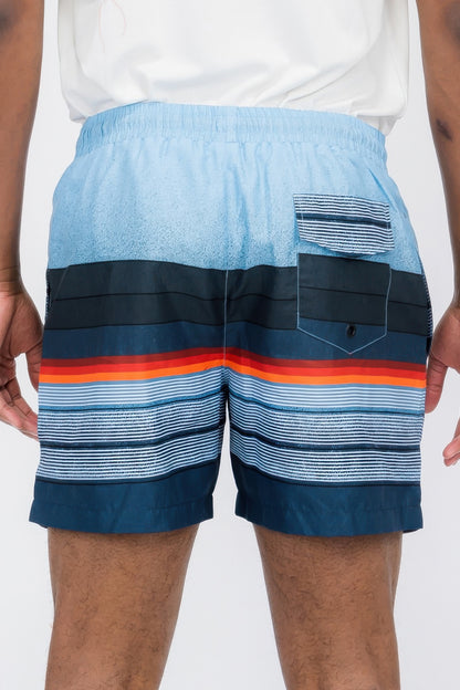 Blue Stripes Swim Shorts - Tigbul's Variety Fashion Shop