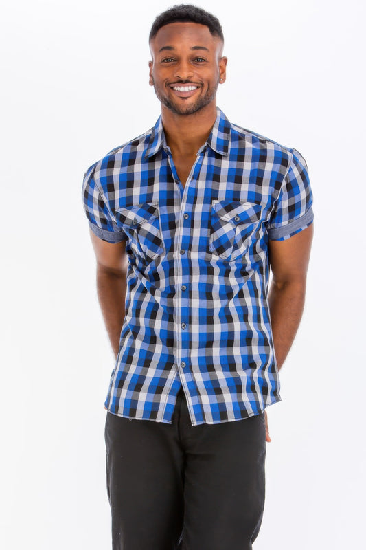 Men's Checkered Button-Down Shirt - Tigbul's Variety Fashion Shop