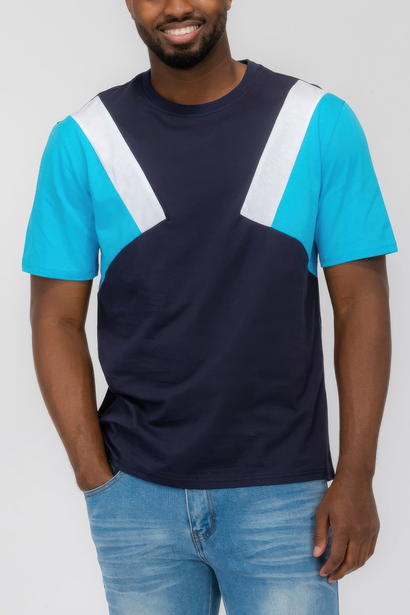 Mens Color Block Short Sleeve Tshirt - Tigbul's Variety Fashion Shop