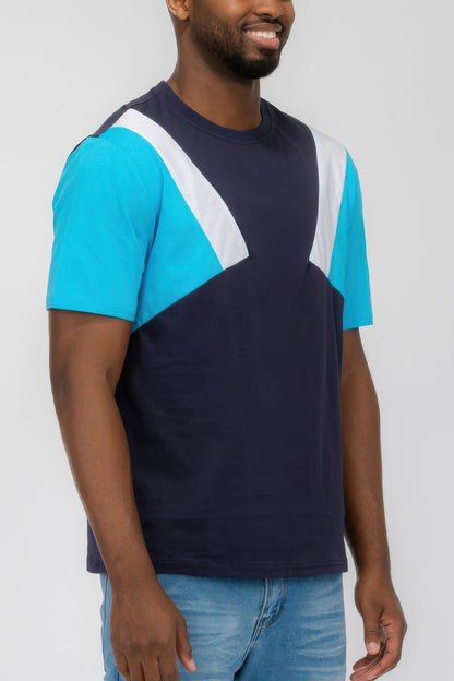 Mens Color Block Short Sleeve Tshirt - Tigbul's Variety Fashion Shop