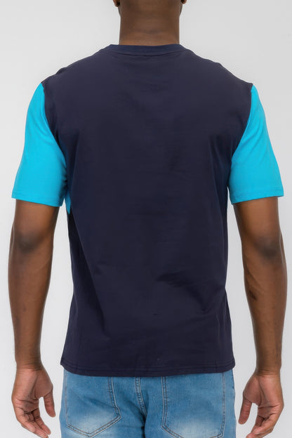 Mens Color Block Short Sleeve Tshirt - Tigbul's Variety Fashion Shop