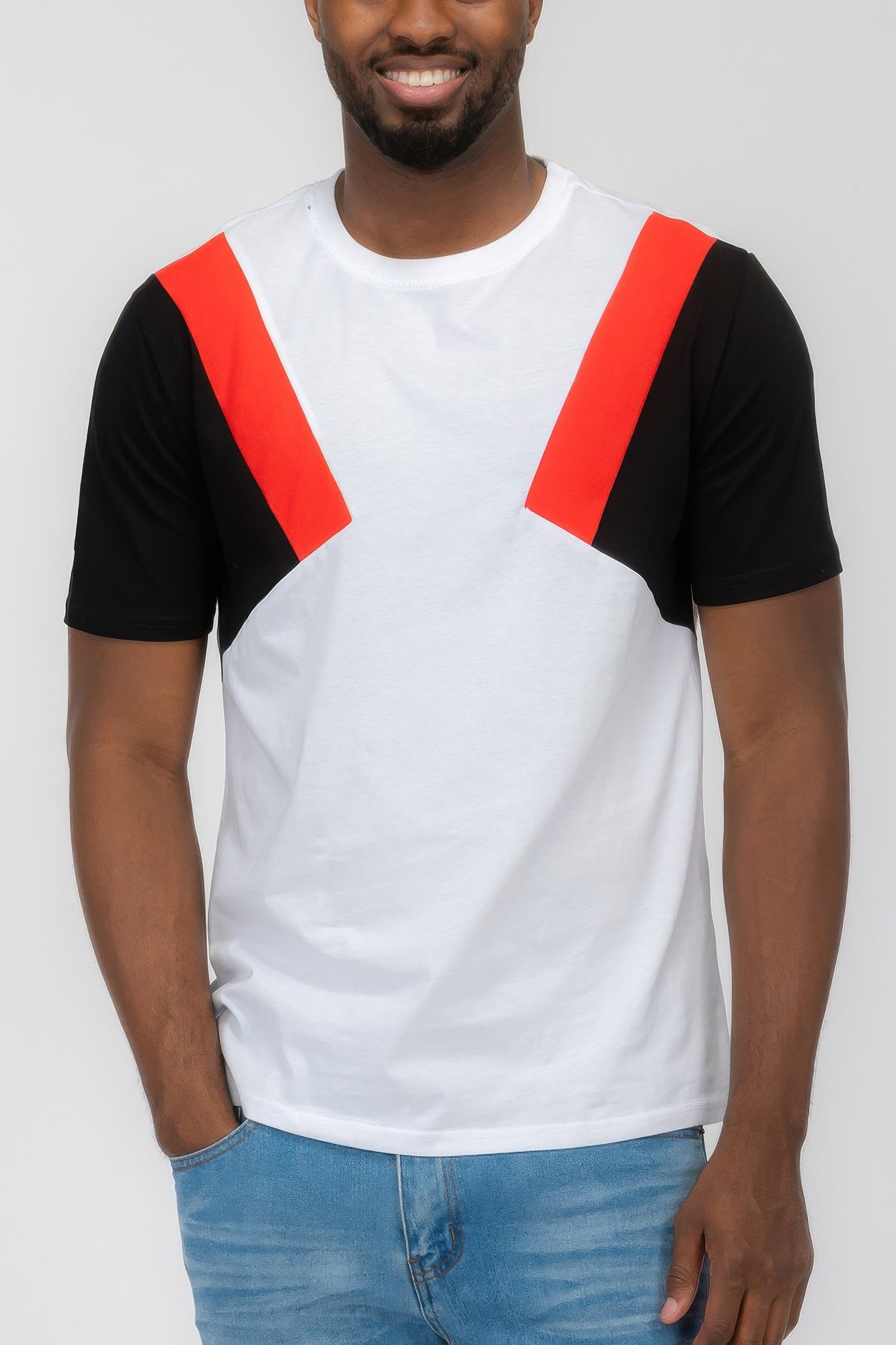 Mens Color Block Short Sleeve Tshirt - Tigbul's Variety Fashion Shop