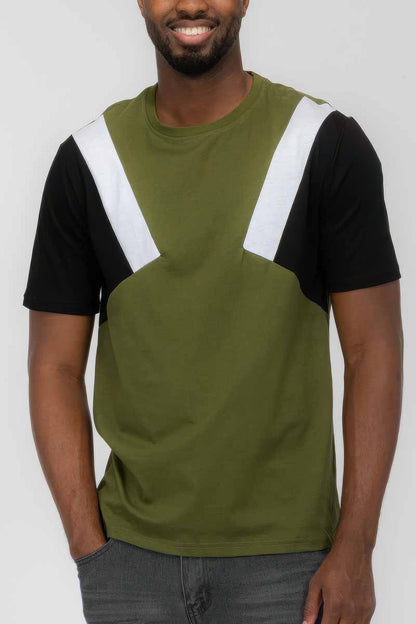 Mens Color Block Short Sleeve Tshirt - Tigbul's Variety Fashion Shop