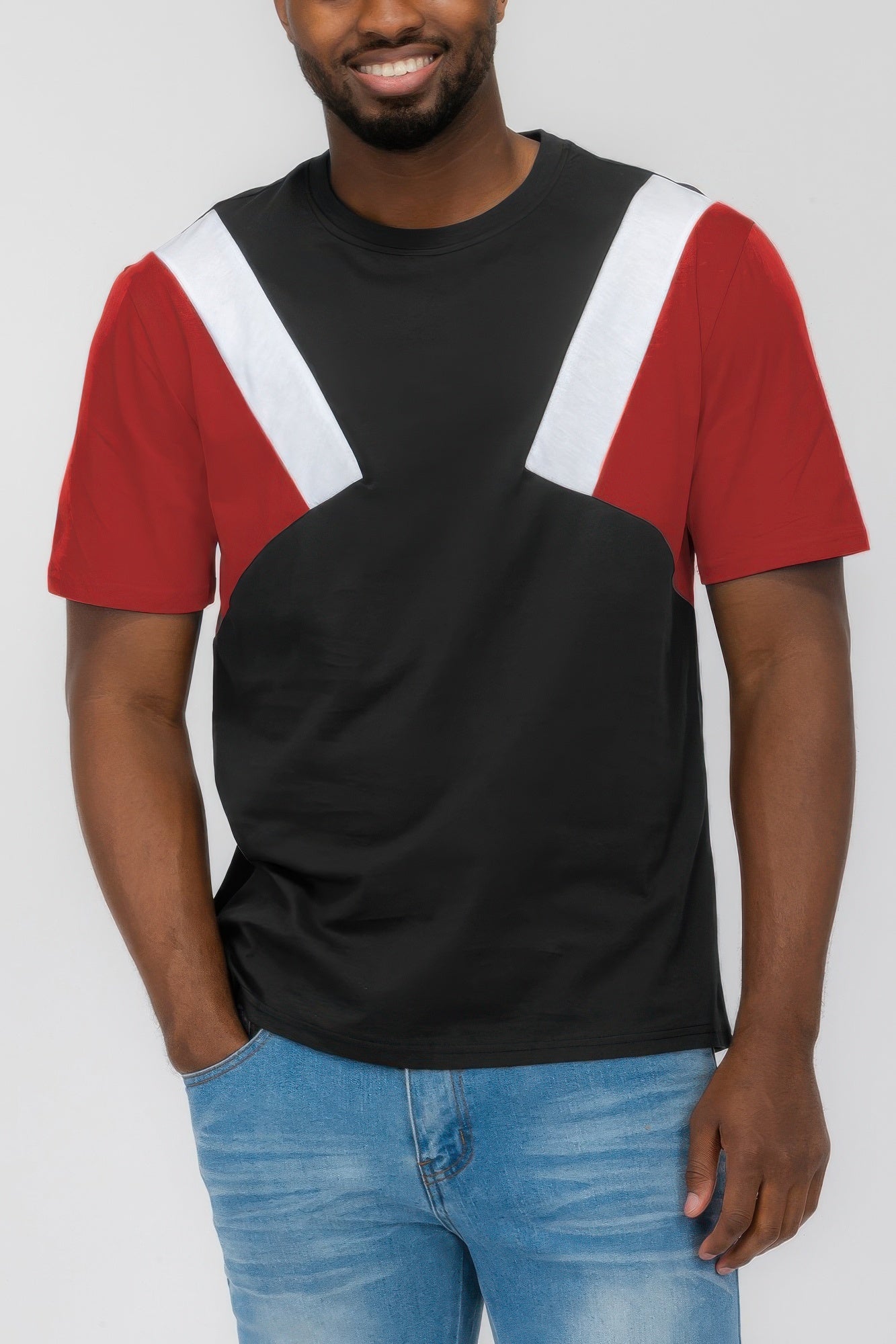 Mens Color Block Short Sleeve Tshirt - Tigbul's Variety Fashion Shop