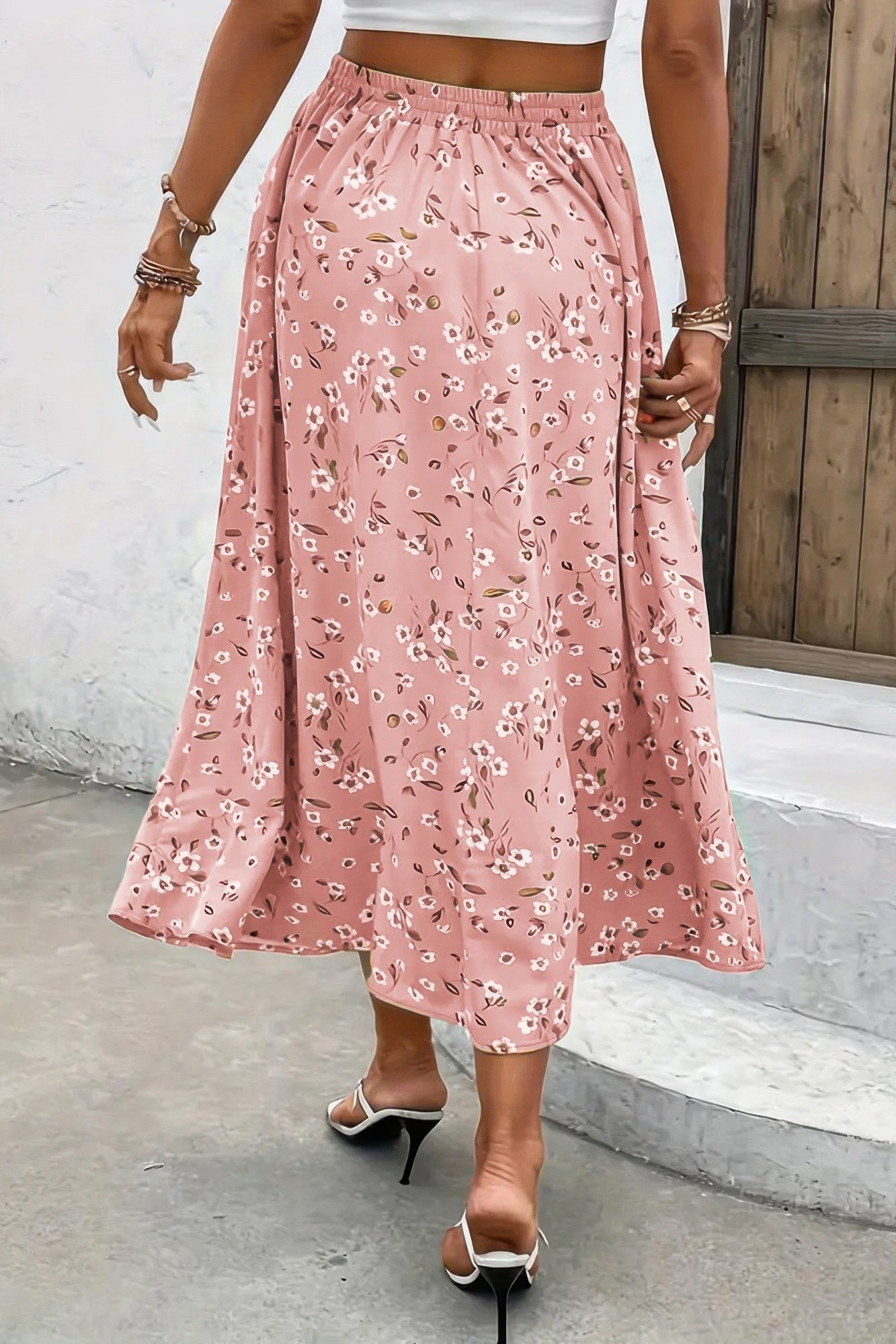 Plus Floral Print Drawstring Waist Fit Skirt - Tigbul's Variety Fashion Shop