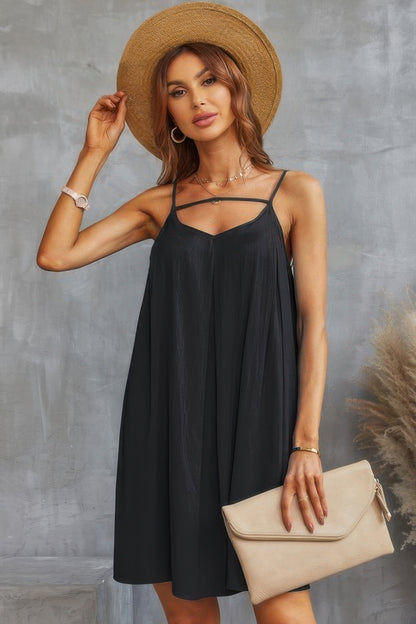 Sleeveless A Line Spaghetti Strap Dress - Tigbul's Variety Fashion Shop