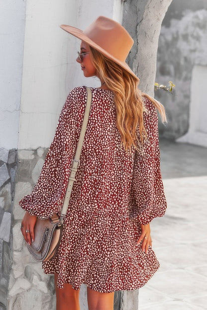 V Neck Drop Shoulder Cheetah Print Tunic Dress - Tigbul's Variety Fashion Shop