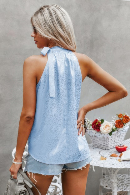 Satin Leopard Halter Tank Spaghetti Strap Cami Shi - Tigbul's Variety Fashion Shop