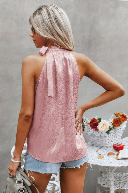 Satin Leopard Halter Tank Spaghetti Strap Cami Shi - Tigbul's Variety Fashion Shop