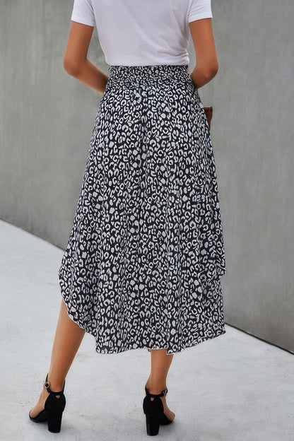 Shirred Waist Asymmetrical Hem Flared Skirt - Tigbul's Variety Fashion Shop
