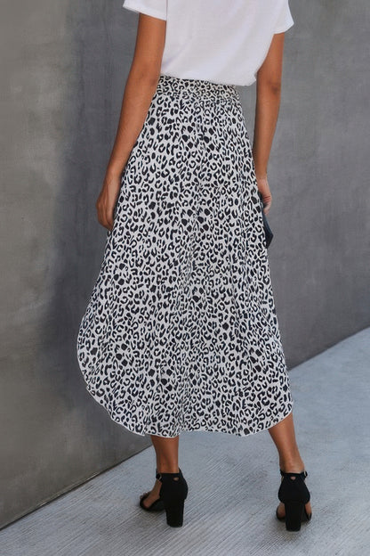 Shirred Waist Asymmetrical Hem Flared Skirt - Tigbul's Variety Fashion Shop