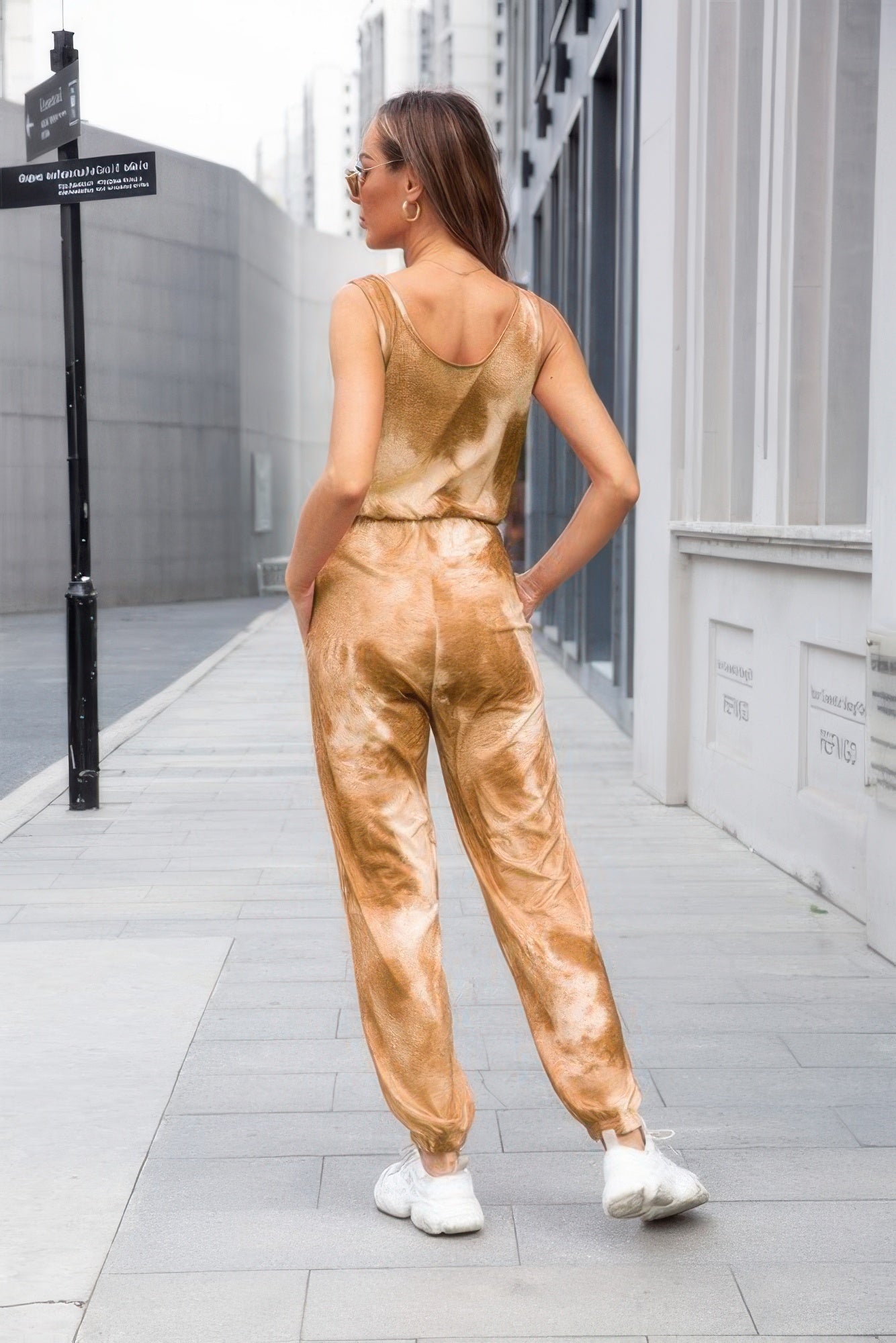 Tie Dye Sleeveless Elastic Wasit Pocket Jumpsuit - Tigbul's Variety Fashion Shop