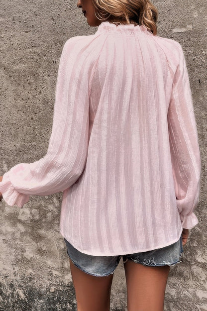 Lapel V Neck Button Down Solid Long Sleeves Shirt - Tigbul's Variety Fashion Shop