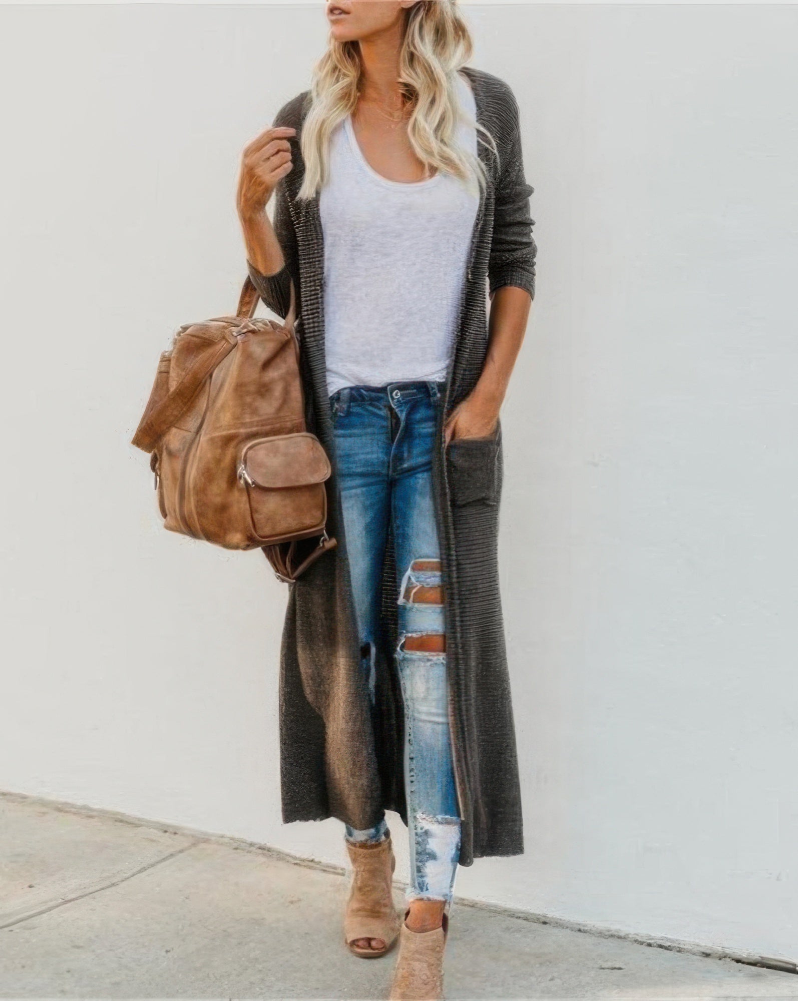 Solid Button Down Front Pocket Knitted Cardigan - Tigbul's Variety Fashion Shop