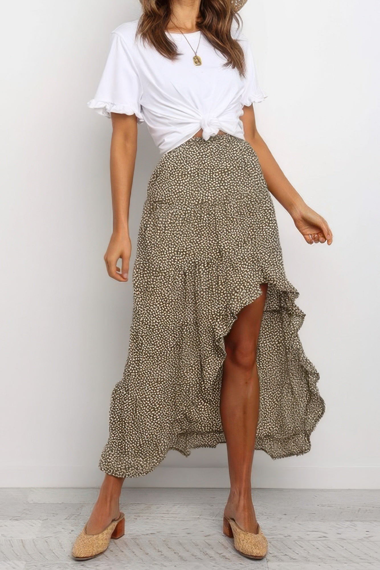 Boho Floral Print Midi Skirt Casual Side Slit Skirt - Tigbul's Variety Fashion Shop