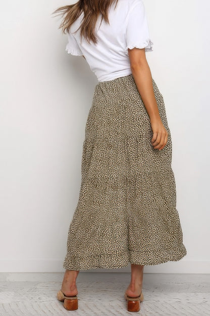 Boho Floral Print Midi Skirt Casual Side Slit Skirt - Tigbul's Variety Fashion Shop