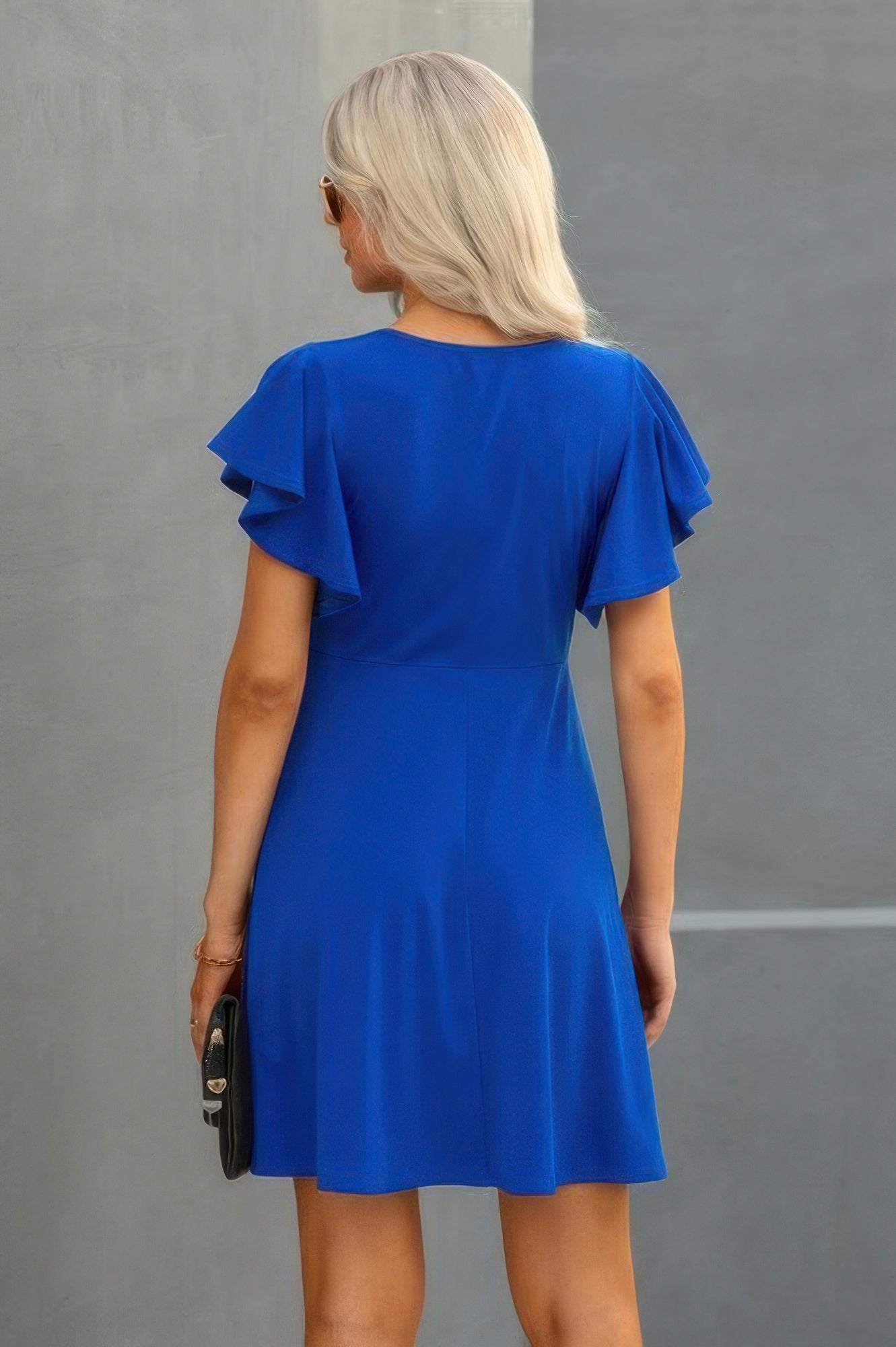 Elegant Solid Crew Neck Butterfly Sleeve Slim Dress - Tigbul's Variety Fashion Shop