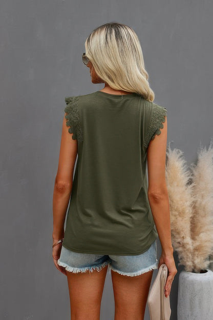 Round Neck Hollow Shoulder Solid Fit Top - Tigbul's Variety Fashion Shop