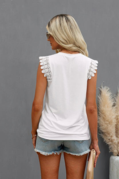 Round Neck Hollow Shoulder Solid Fit Top - Tigbul's Variety Fashion Shop
